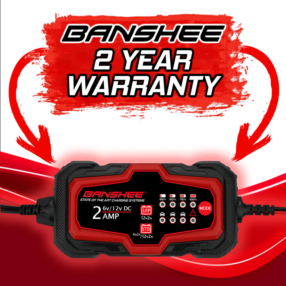 banshee Automatic Battery Charger Maintainer Motorcycle Trickle Float For 6V 12V Battery