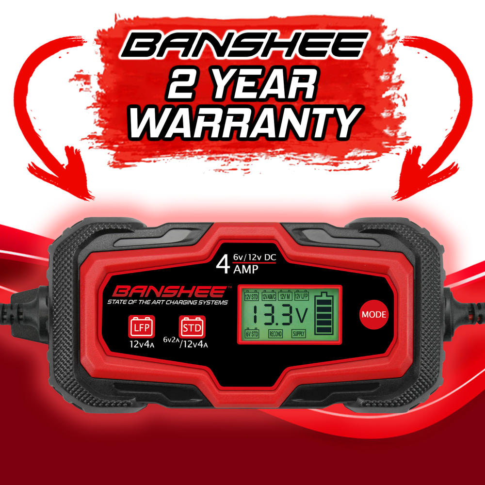 banshee 2-pack 6V 12V battery charger maintainer trickle for Harley Davidson motorcycles 4AMP