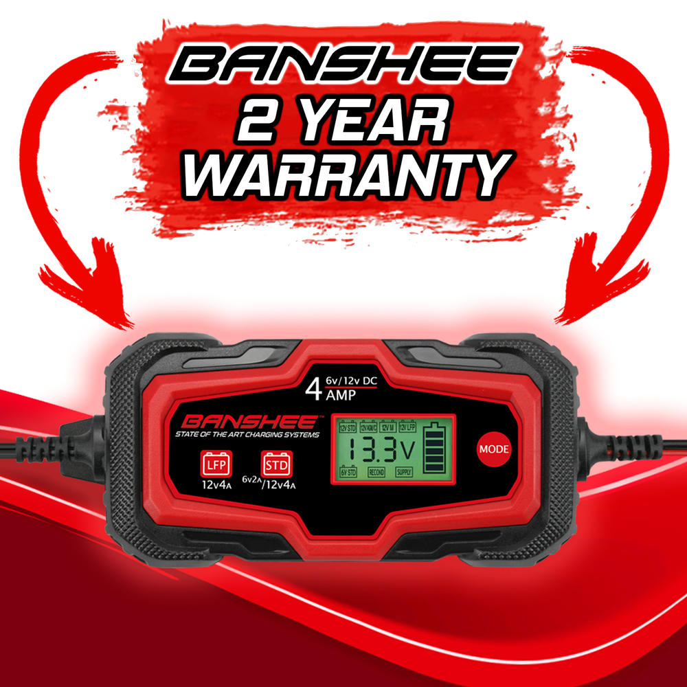 banshee 6V 12V 6AMP Automatic Battery Charger Maintainer Trickle Float For Motorcycle Truck