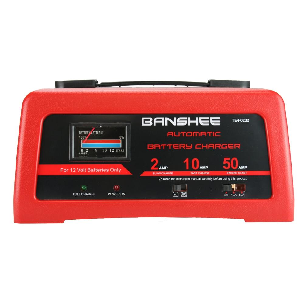 banshee 10/2/50 Amp 12V Automatic Charger Engine Start Emergency Battery Starter