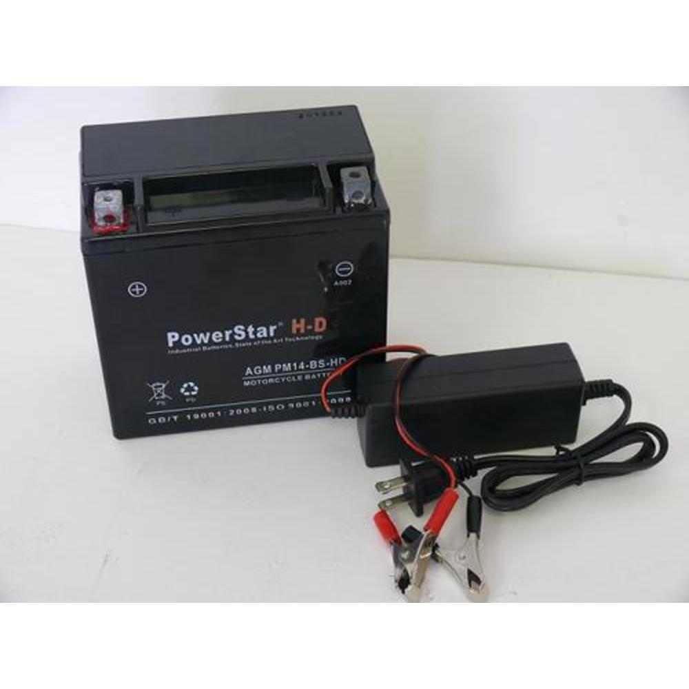 POWERSTAR NEW YTX14-BS AKA CTX14-BS Motorcycle/PowerSport Battery/CHARGER - 3 YR WARRANTY