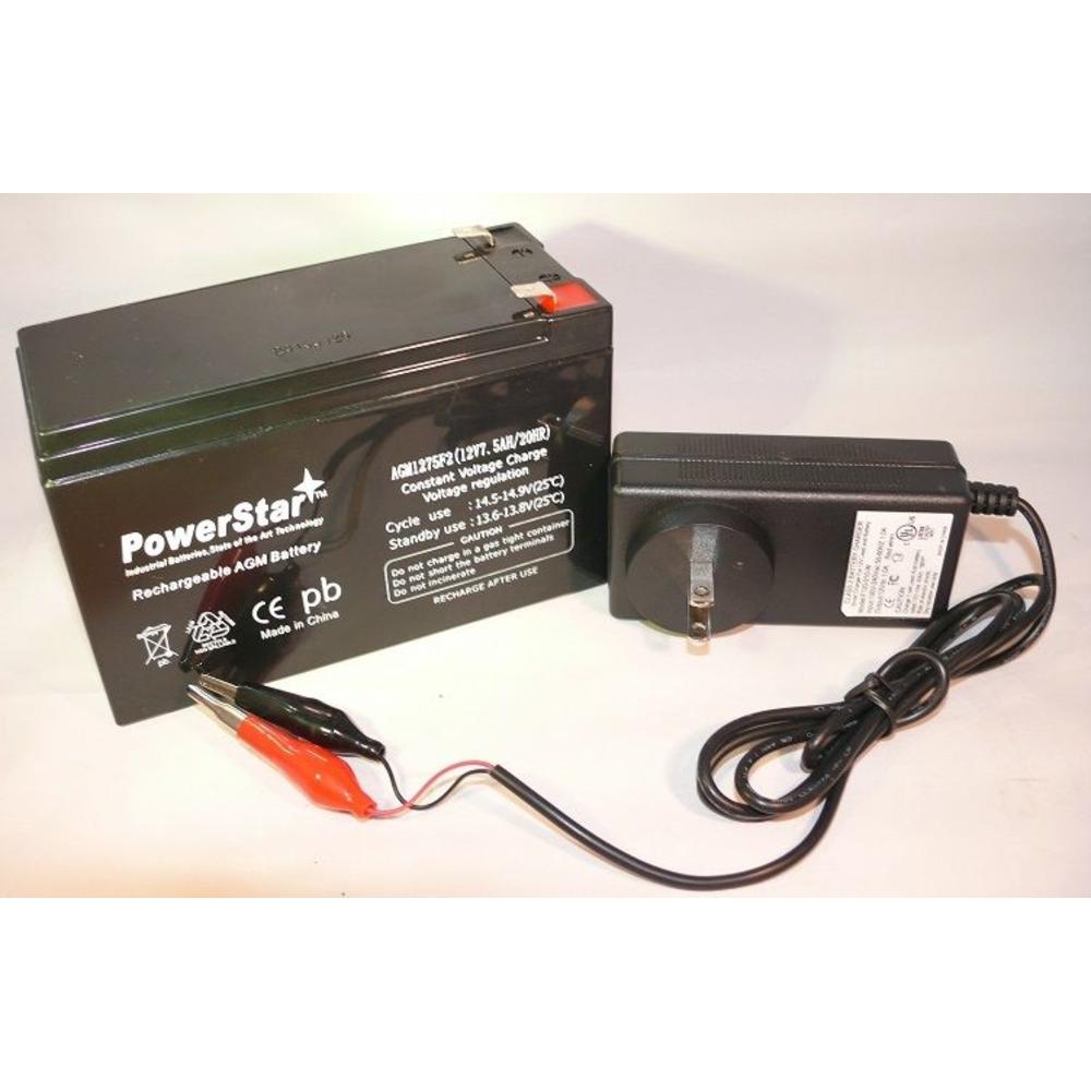 POWERSTAR 12Volt 7.5Ah 7AH Sealed Lead Acid Battery and Charger Combo