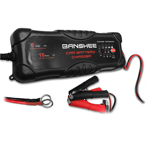 banshee Golf Cart & Vehicle Battery Charger 2/5/10 AMP selections for 12V and 24V