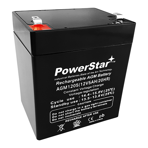 POWERSTAR 12V 5AH Replaces UltraTech SLA Alarm Battery UT1240 ISO9002 - 3 Year Warranty