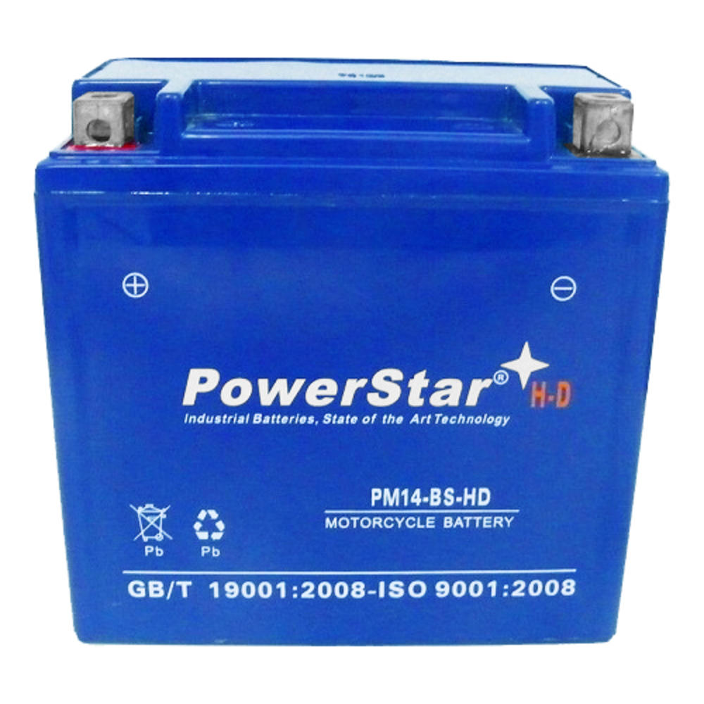 POWERSTAR YTX14-BS Battery for Aprilia BMW Buell Ducati Honda and more 3 Year Warranty