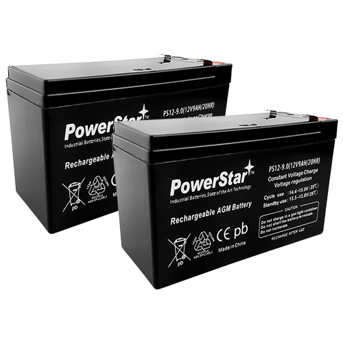 POWERSTAR 12V 9AH SLA Battery for Razor e200 / e200s / e225 / e300 / e300s / e325 - 2PK