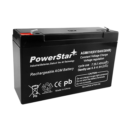 PowerStar Replacement for RBC52 Contains (1) 6V 10ah Replacement Battery.