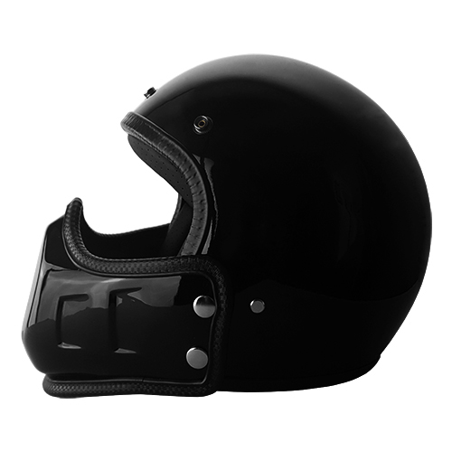 RS Helmets 3/4 Open Face Motorcycle Helmet With Face Mask Gloss Black 3