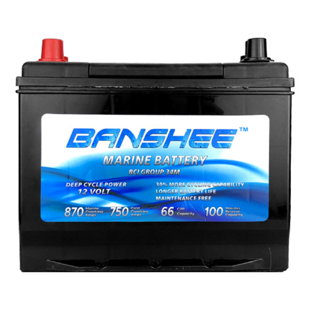 banshee 12V 66Ah Deep Cycle Marine Battery Group 34 Replaces Optima 34M