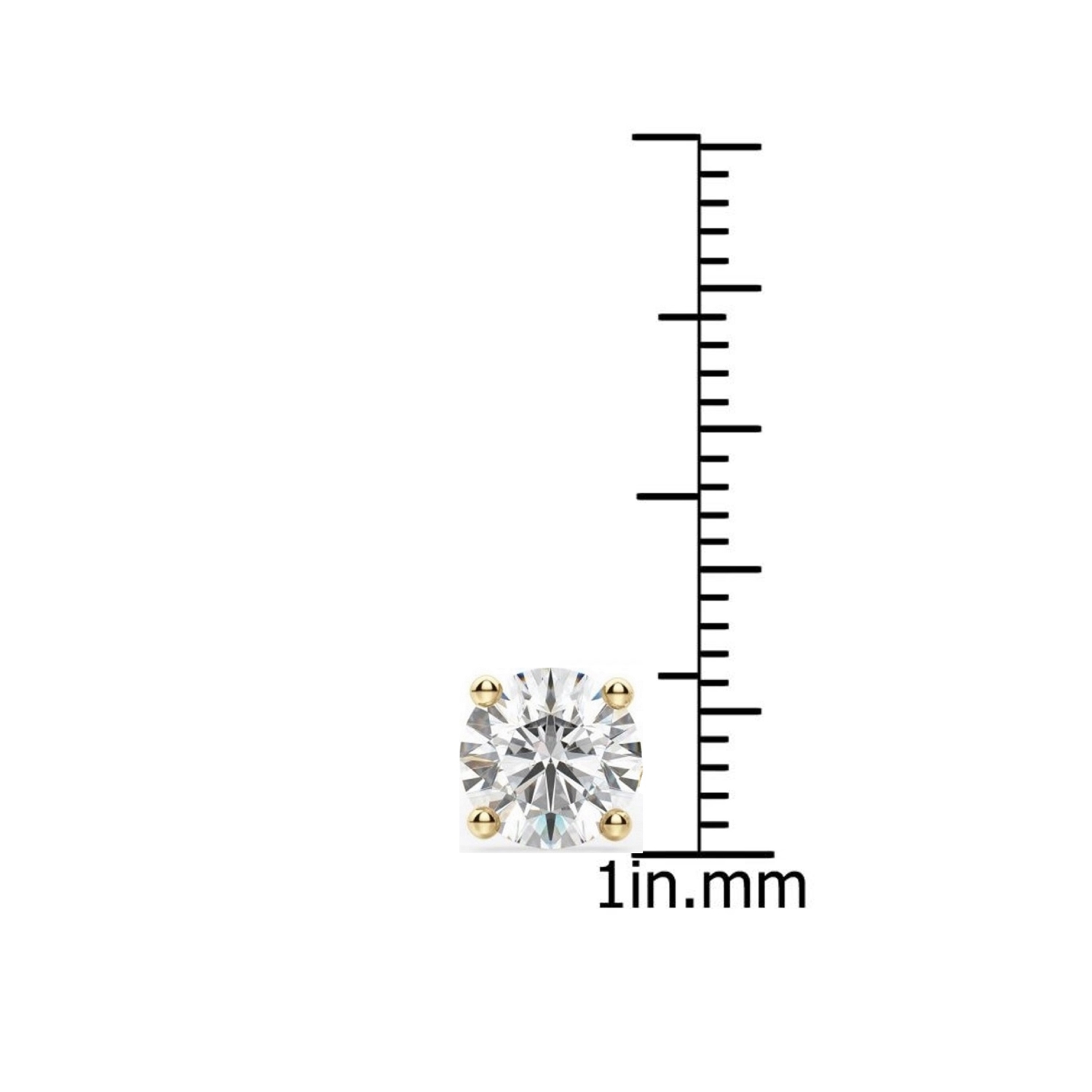 Diamond Princess Genuine 1 Carat Natural Solitaire Round Cut Diamond 4 Prong Post Back Stud Earrings In 14K Yellow Gold