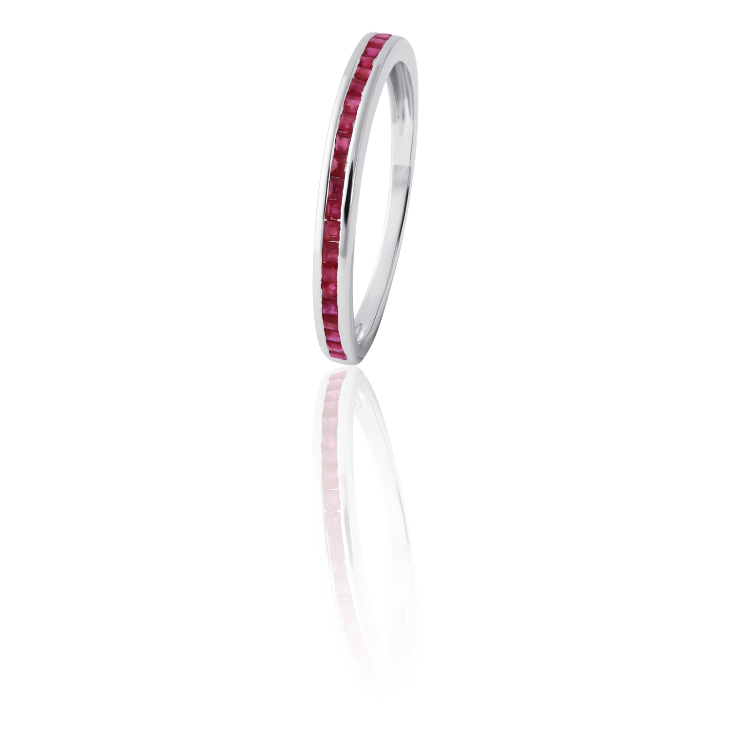 Diamond Princess 0.50 Ct Ruby Eternity Band Ring In 14K White Gold