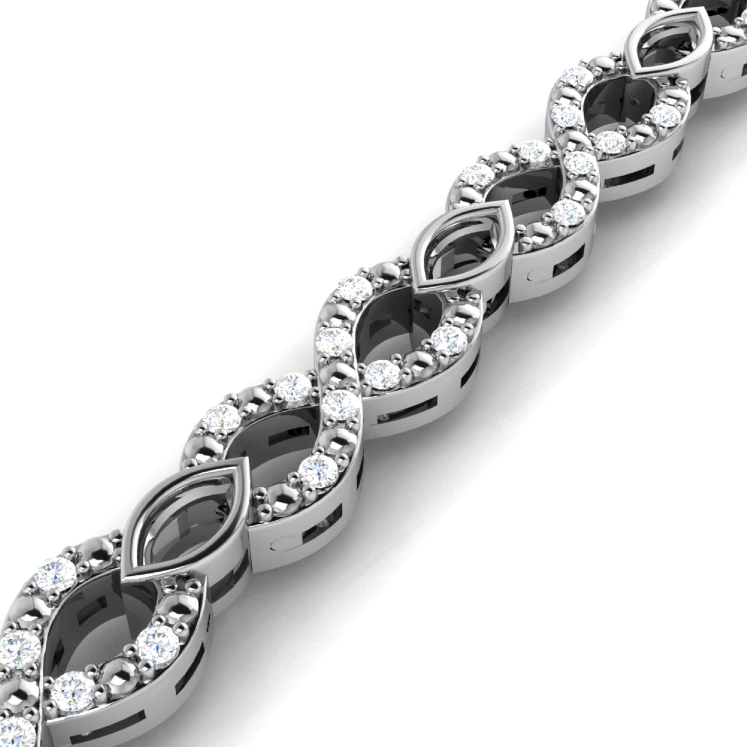 Diamond Princess Genuine Luxurious 2 Ctw Natural Diamond Infinity Bracelet In Sterling Silver