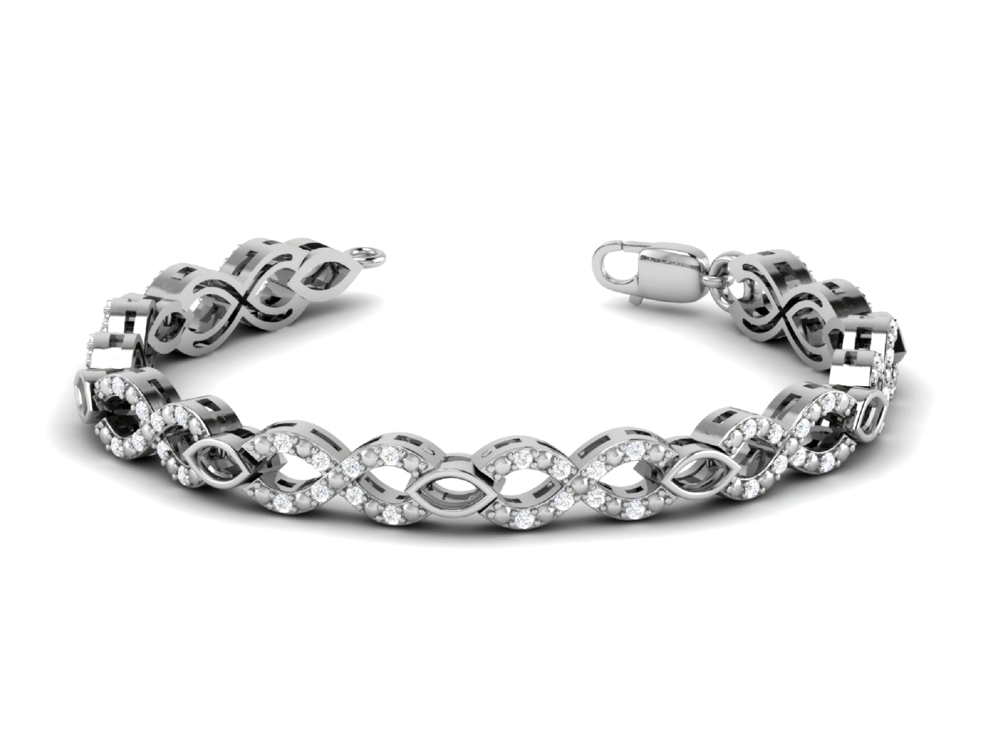 Diamond Princess Genuine Luxurious 2 Ctw Natural Diamond Infinity Bracelet In Sterling Silver
