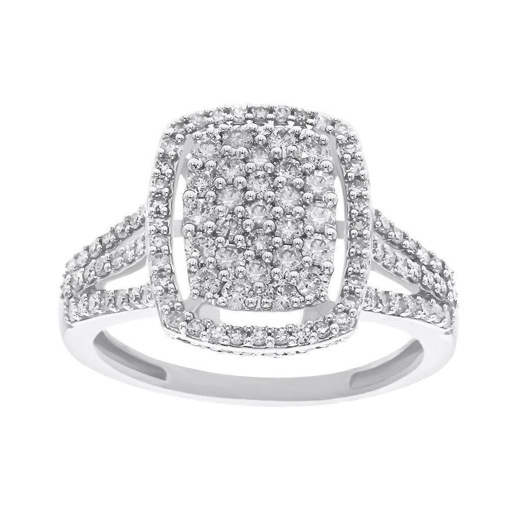 Diamond Princess 1 Carat Natural Round Diamond Empress Ring in 10K White Gold