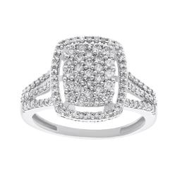 Diamond Princess 1 Carat Natural Round Diamond Empress Ring in 10K White Gold