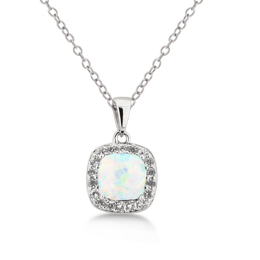 Diamond Princess Diamond Accent, Created Opal & White Sapphire Sterling Silver 3 Piece Jewelry Set