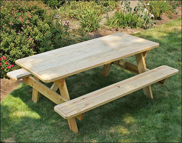 Fifthroom 4' Treated Pine Picnic Table with Attached Benches