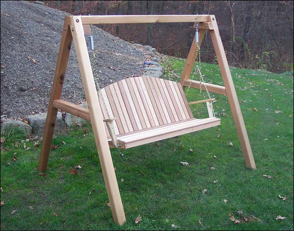 Fifthroom 5' Red Cedar Blue Mountain Fanback Porch Swing with Stand