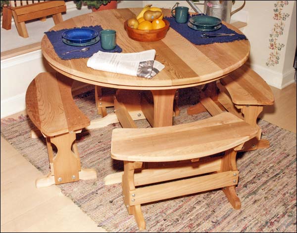 Fifthroom 57" Red Cedar Round Trestle Picnic Table with 4-40" Benches