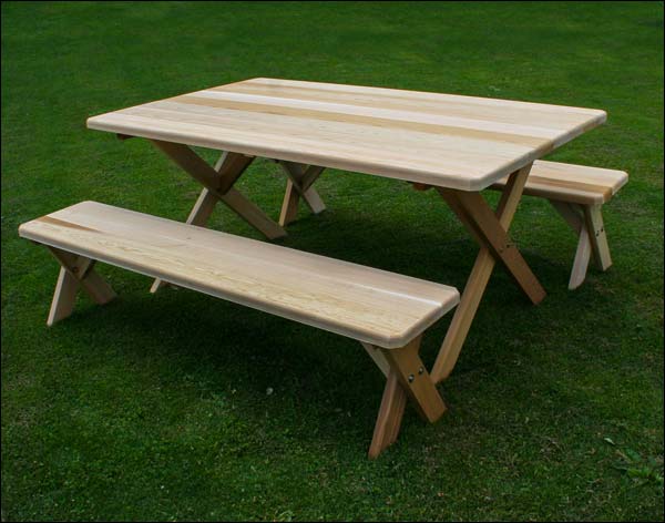Fifthroom 58" x 42" Red Cedar Cross Legged Picnic Table with (2) 58" Benches 