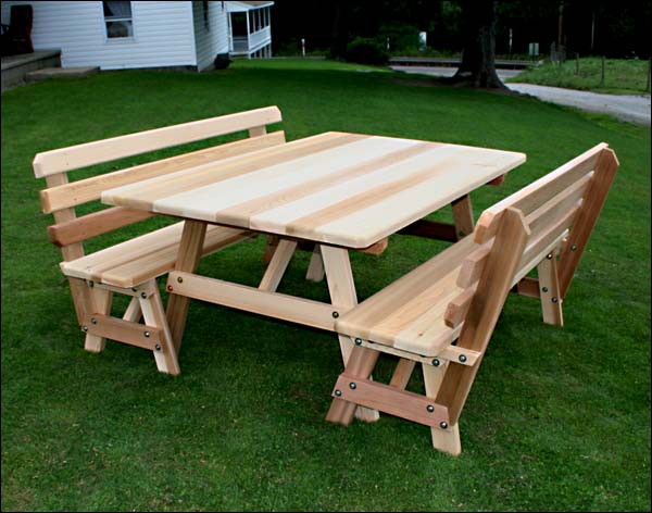 Fifthroom 70" x 42" Red Cedar Traditional Picnic Table with (2) 70" Backed Benches 