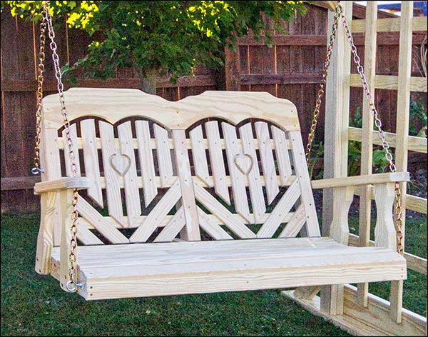 Fifthroom 53" Treated Pine Heartback Porch Swing