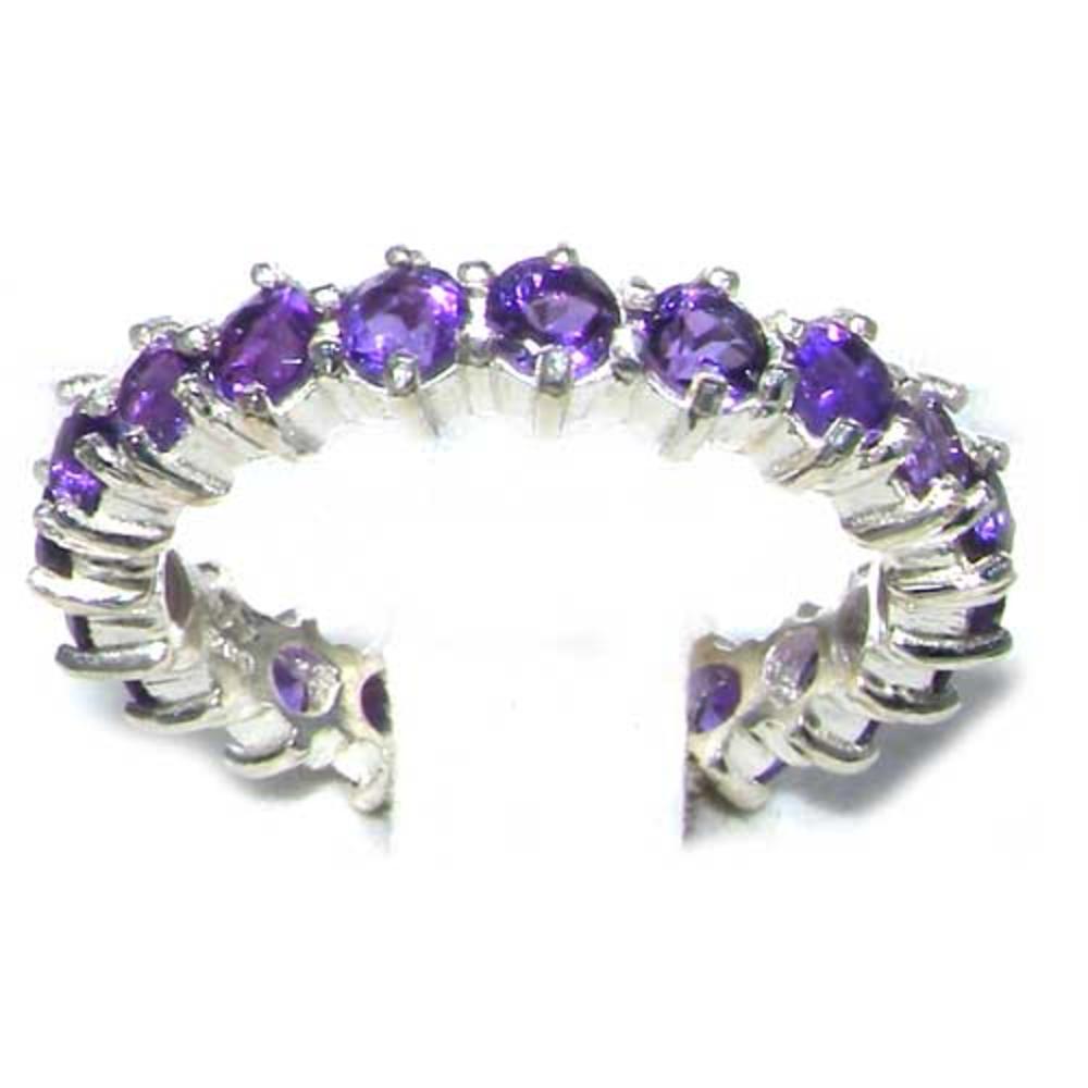 The Great British Jeweler 9K White Gold Ladies Amethyst Full Eternity Ring - Finger Sizes 5 to 12 Available