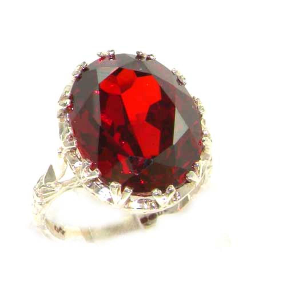 The Great British Jeweler Luxury Solid Sterling Silver Large 16x12mm Oval 12ct Synthetic Ruby Ring - Finger Sizes 5 to 12 Available