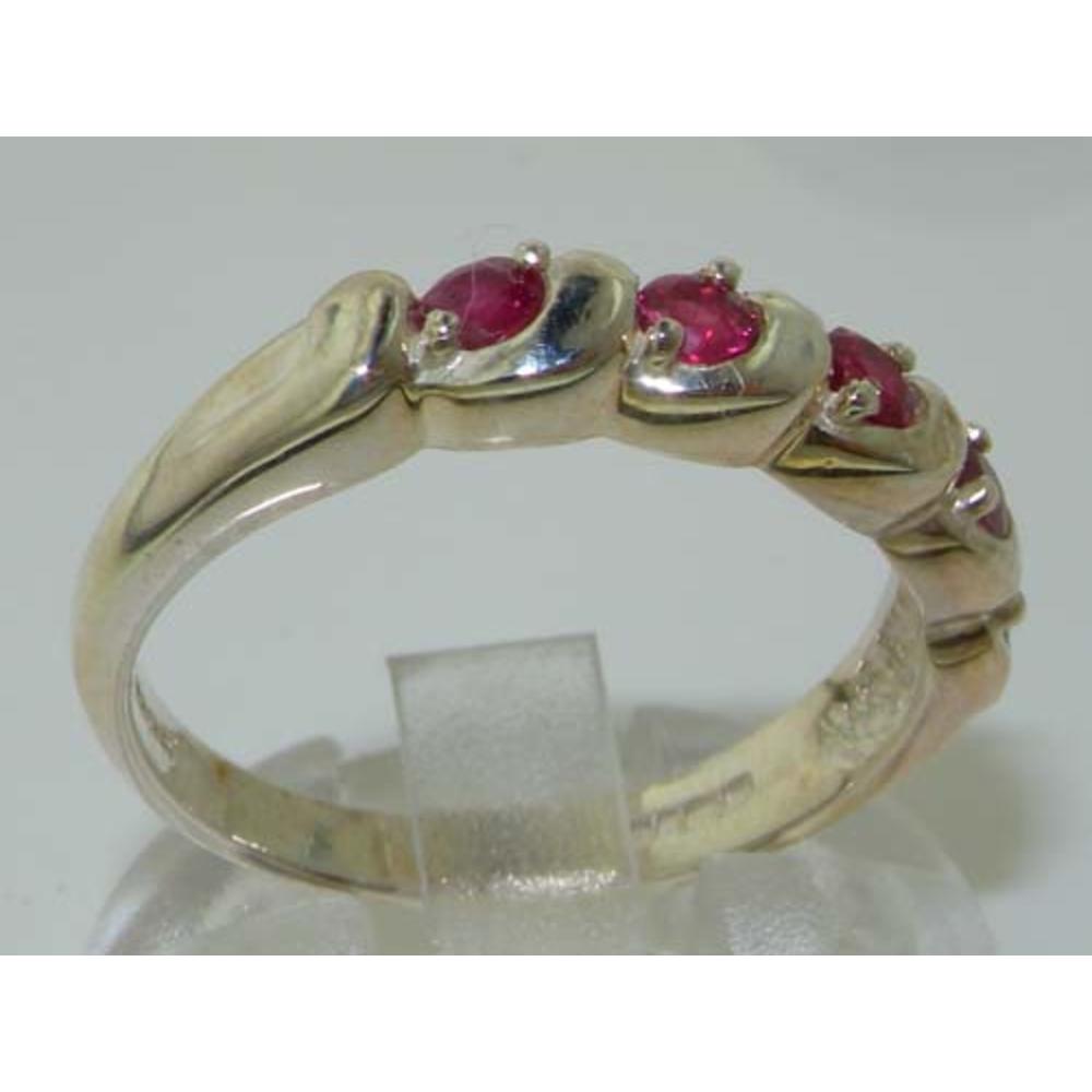 The Great British Jeweler Luxury Solid Sterling Silver Vibrant Natural Ruby Eternity Ring - Finger Sizes 4 to 12 Available