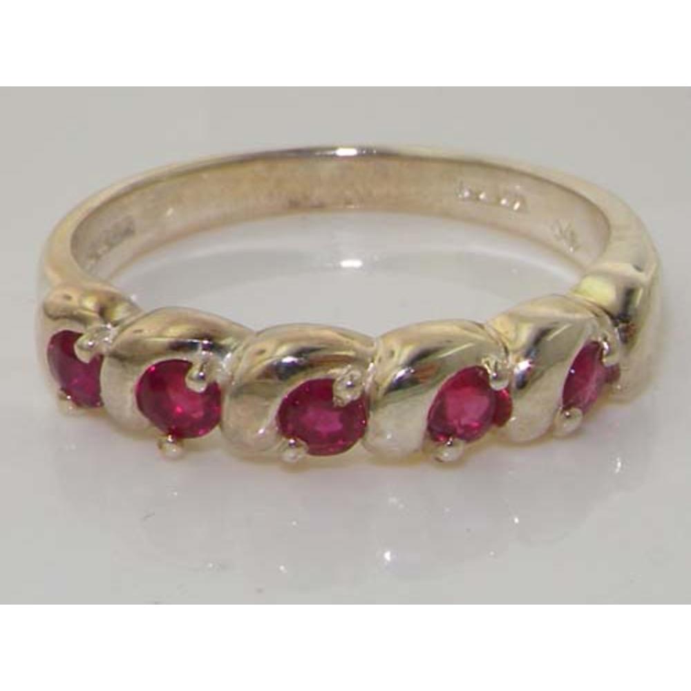 The Great British Jeweler Luxury Solid Sterling Silver Vibrant Natural Ruby Eternity Ring - Finger Sizes 4 to 12 Available