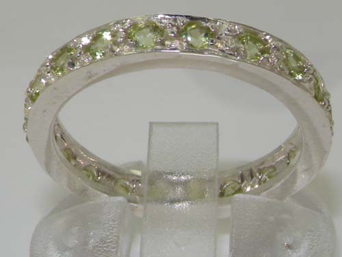 The Great British Jeweler High Quality Solid Sterling Silver Natural Peridot Full Eternity or Stackable Ring - Finger Sizes 5 to 10 Available