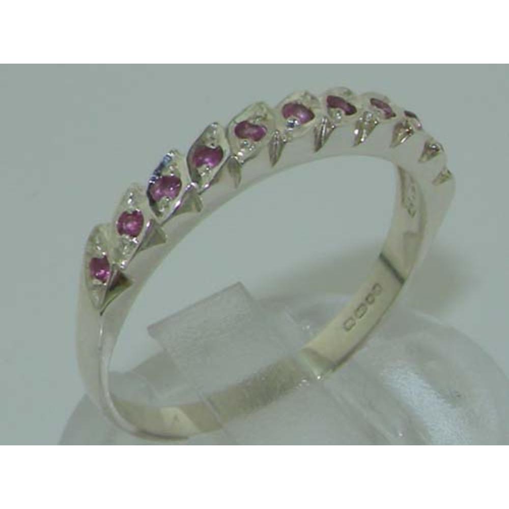 The Great British Jeweler Genuine Solid Sterling Silver Vibrant Natural Ruby Eternity Ring - Finger Sizes 4 to 12 Available
