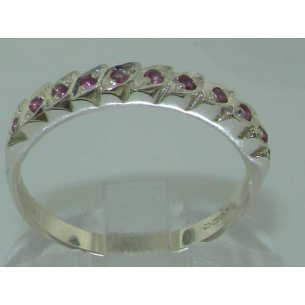 The Great British Jeweler Genuine Solid Sterling Silver Vibrant Natural Ruby Eternity Ring - Finger Sizes 4 to 12 Available