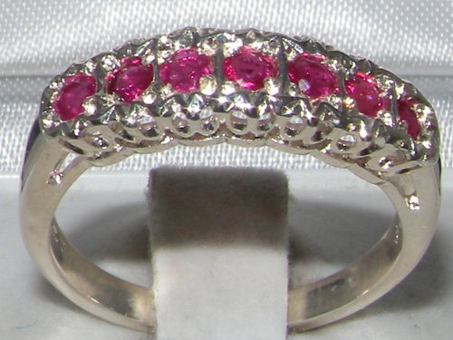 The Great British Jeweler Solid English Sterling Silver Ladies Natural Ruby Victorian Style Eternity Band Ring - Finger Sizes 5 to 12 Available