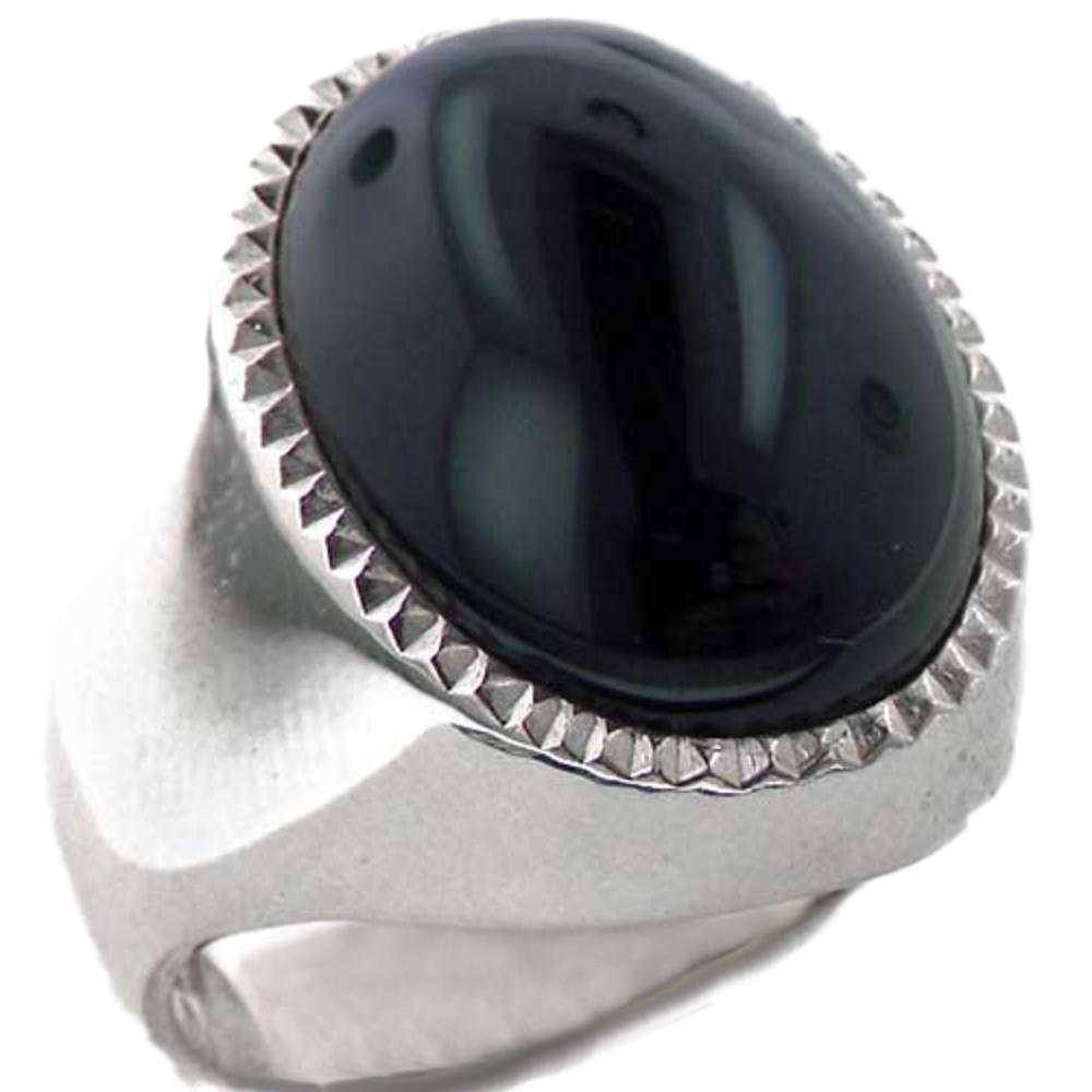 The Great British Jeweler Gents Solid 925 Sterling Silver Large Natural Cabouchon Onyx Mens Signet Ring, Made in England - Finger Sizes 8 to 15 Available
