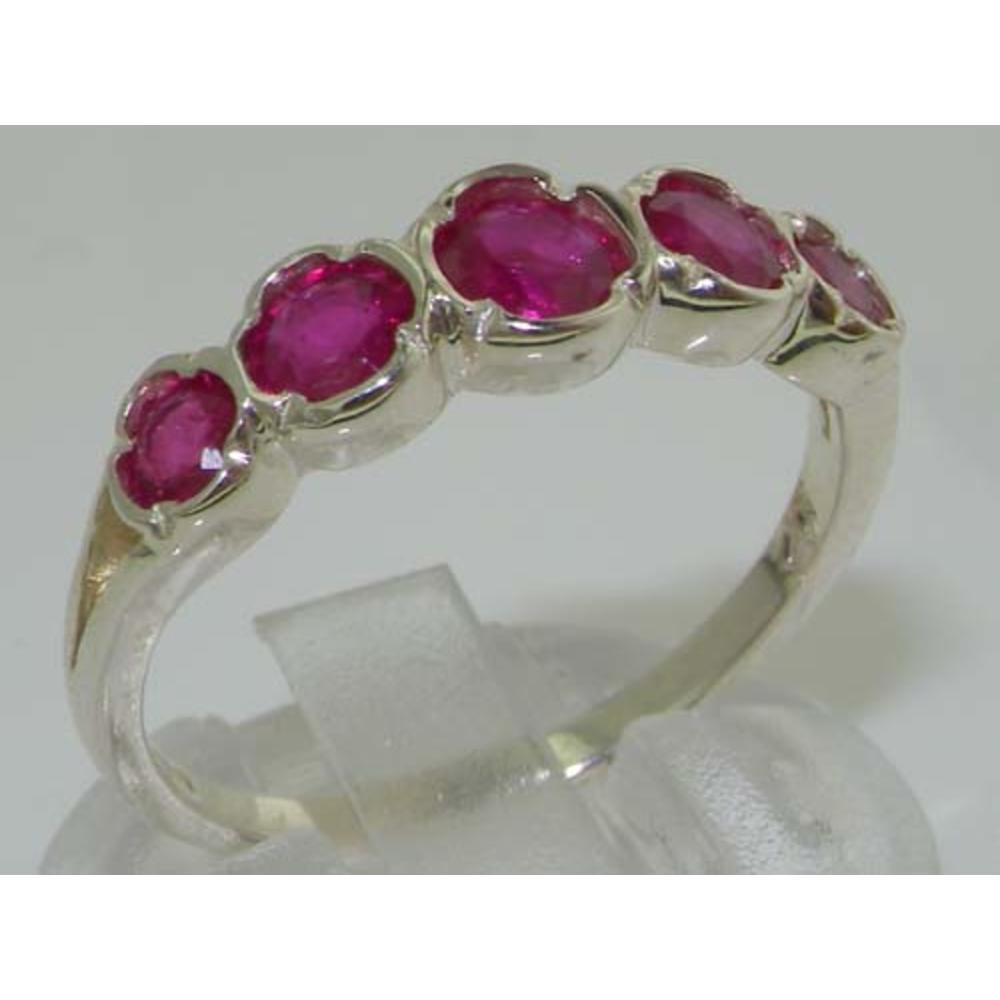 The Great British Jeweler Genuine Solid Sterling Silver Natural Vibrant Ruby Womens High Quality Ring - Finger Sizes 4 to 12 Available