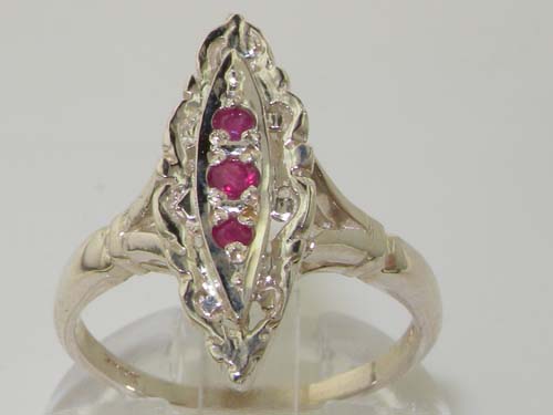 The Great British Jeweler Rare Vintage Design Solid Sterling Silver Natural Ruby Ring with English Hallmarks - Finger Sizes 4 to 12 Available