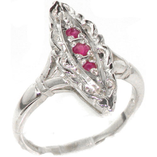 The Great British Jeweler Rare Vintage Design Solid Sterling Silver Natural Ruby Ring with English Hallmarks - Finger Sizes 4 to 12 Available