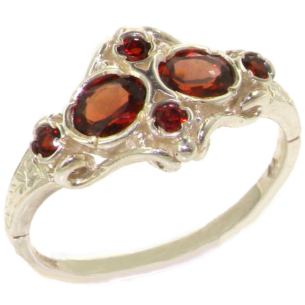 The Great British Jeweler VINTAGE Design 925 Solid Sterling Silver Genuine Natural Garnet Ring - Finger Sizes 4 to 12 Available
