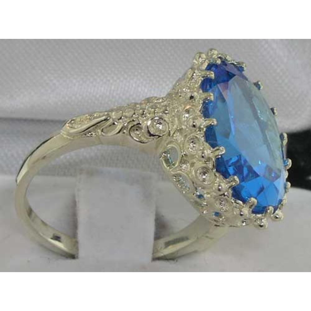 The Great British Jeweler Luxury Solid Sterling Silver Large 16x12mm Oval 10ct Natural Topaz Ring - Finger Sizes 5 to 12 Available