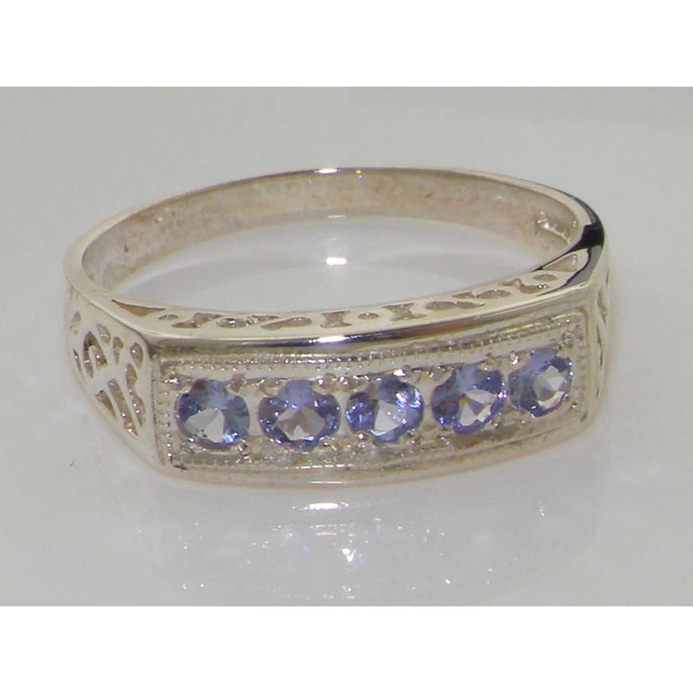 The Great British Jeweler Luxury 925 Solid Sterling Silver Natural Tanzanite Womens Band Ring - Finger Sizes 4 to 12 Available