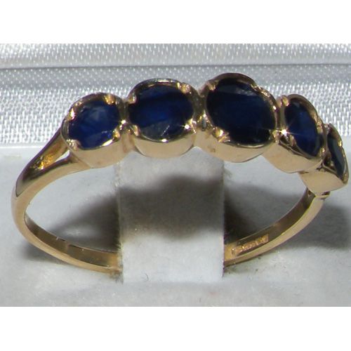 The Great British Jeweler Solid 9K Yellow Gold Natural Sapphire Eternity Band Ring - Finger Sizes 4 to 12 Available