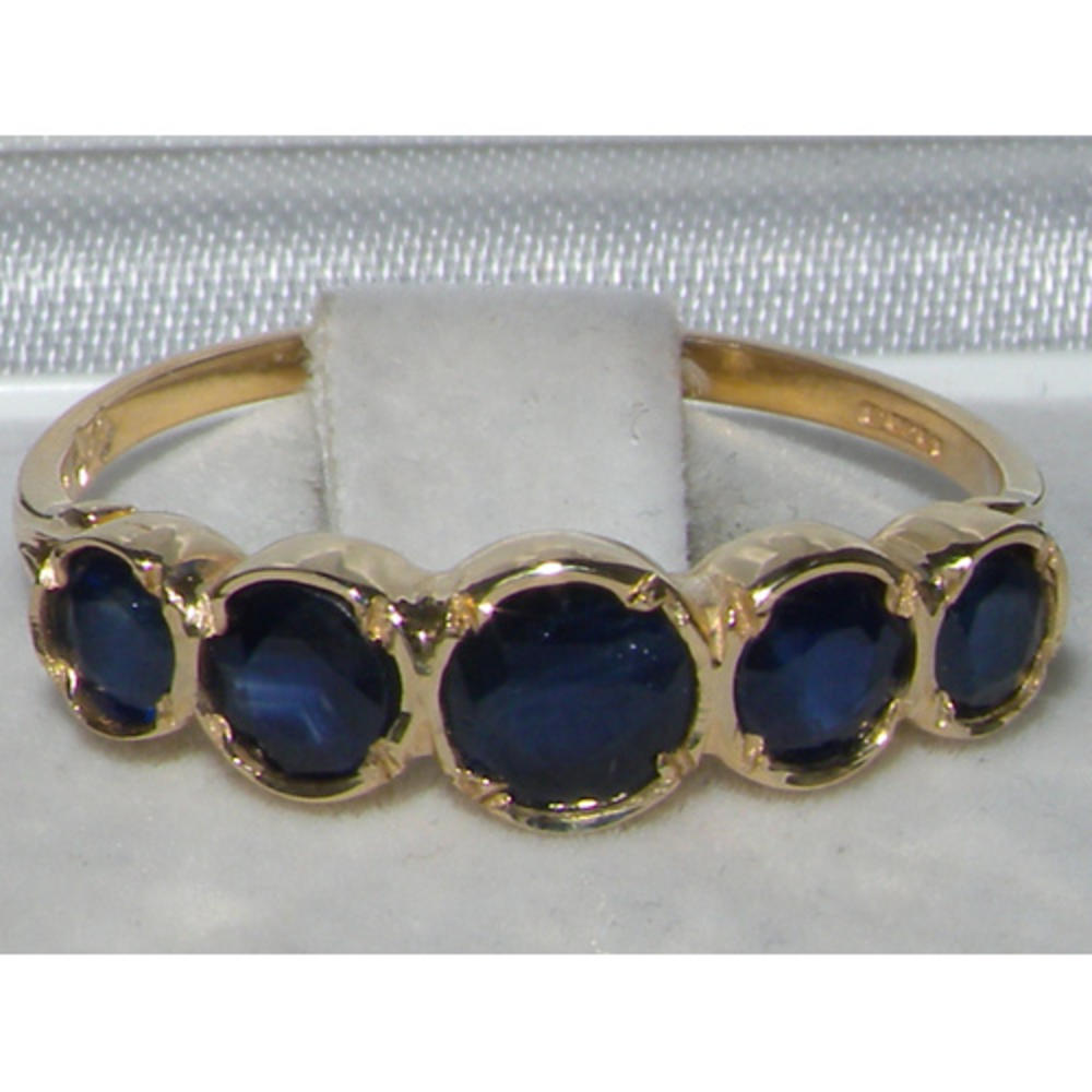 The Great British Jeweler Solid 9K Yellow Gold Natural Sapphire Eternity Band Ring - Finger Sizes 4 to 12 Available