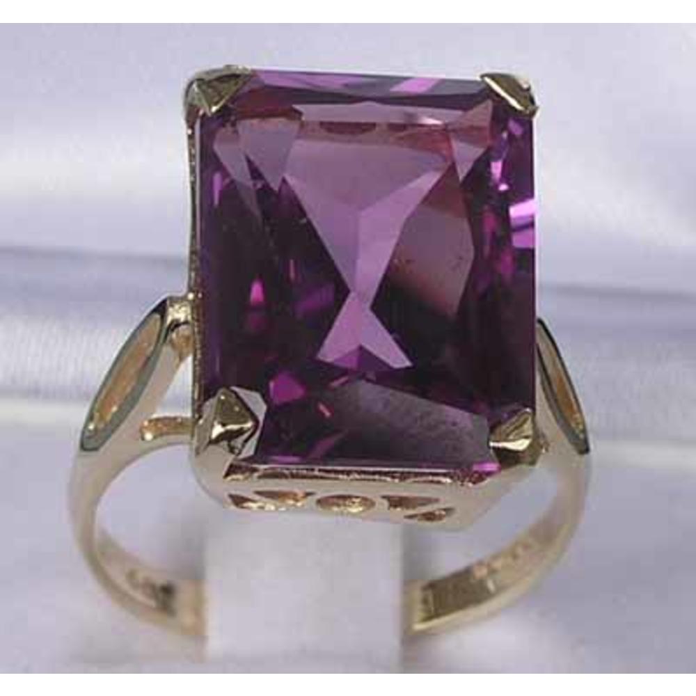 The Great British Jeweler Luxury Solid 14K Yellow Gold Large 16x12mm Octagon cut Amethyst Ring - Finger Sizes 5 to 12 Available