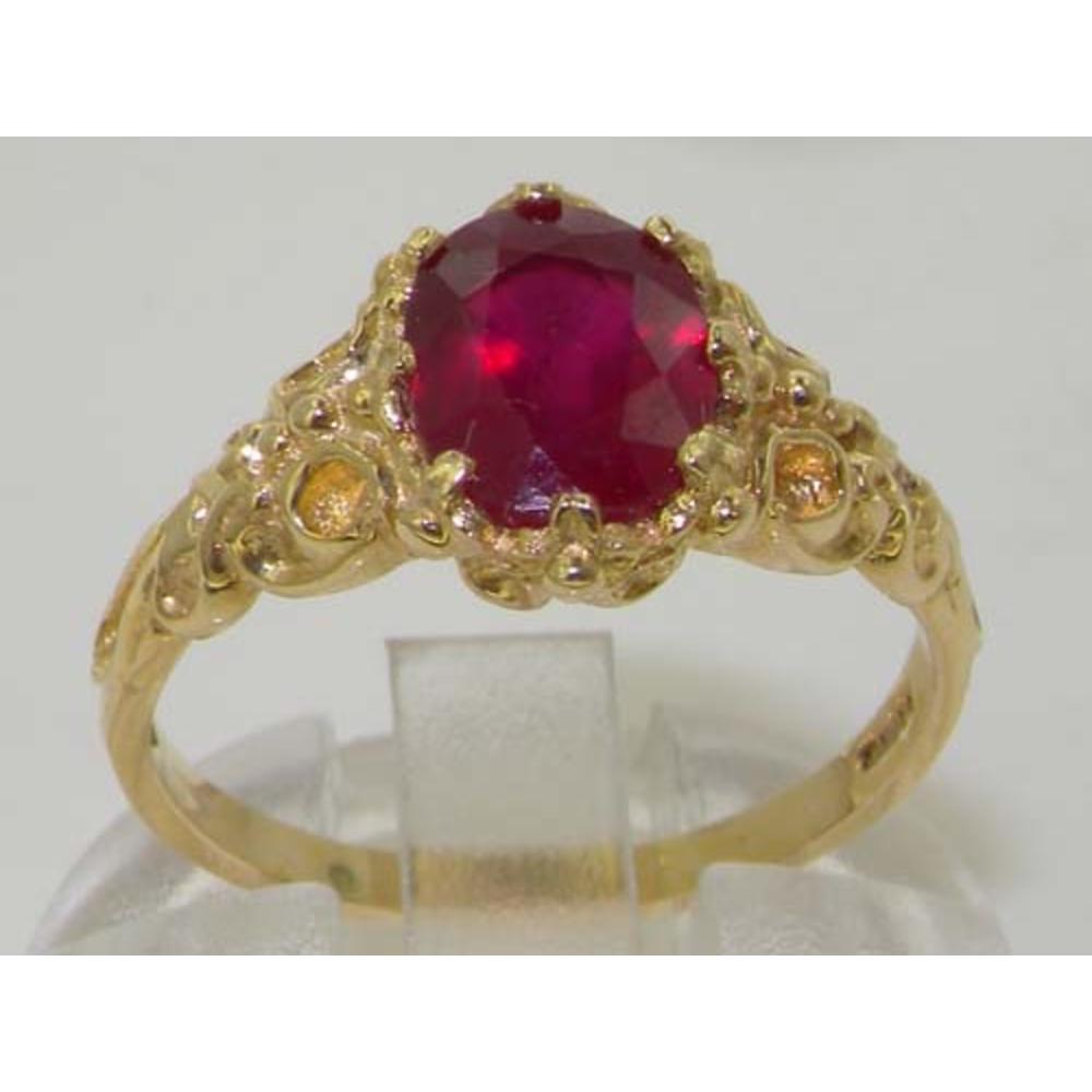 The Great British Jeweler Luxurious Solid Yellow 9K Gold Natural Ruby Womens Solitaire Engagment Ring - Finger Sizes 4 to 12 Available