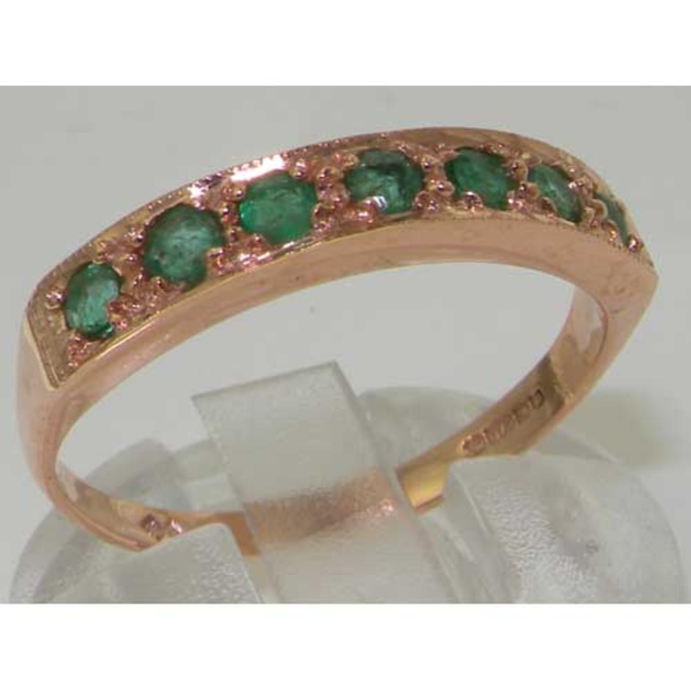 The Great British Jeweler Solid English Rose 9K Gold Ladies Natural Emerald Eternity Band Ring - Finger Sizes 5 to 12 Available