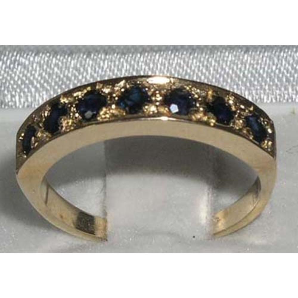 The Great British Jeweler Solid 14K Yellow Gold Ladies Natural Sapphire Eternity Band Ring - Finger Sizes 5 to 12 Available