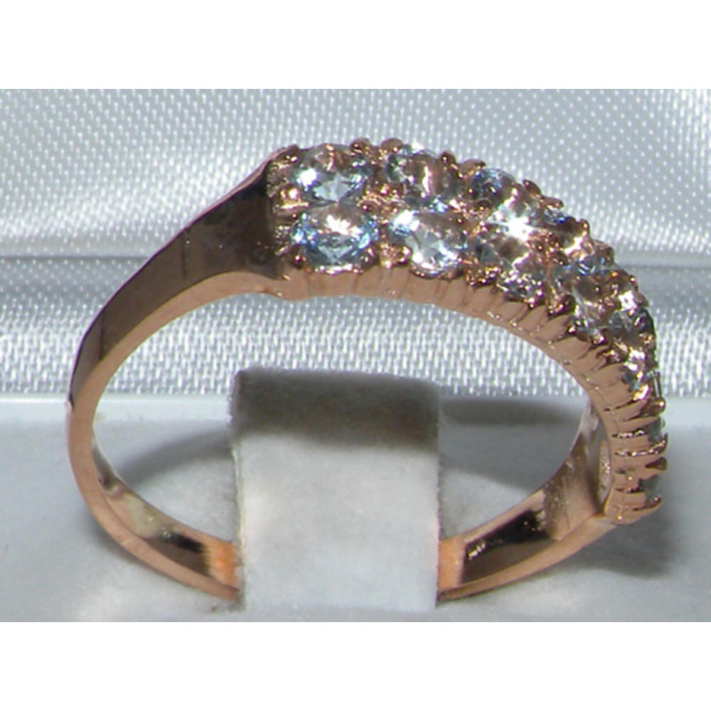 The Great British Jeweler Luxury 9K Rose Gold Womens Aquamarine Eternity Ring - Finger Sizes 4 to 12 Available