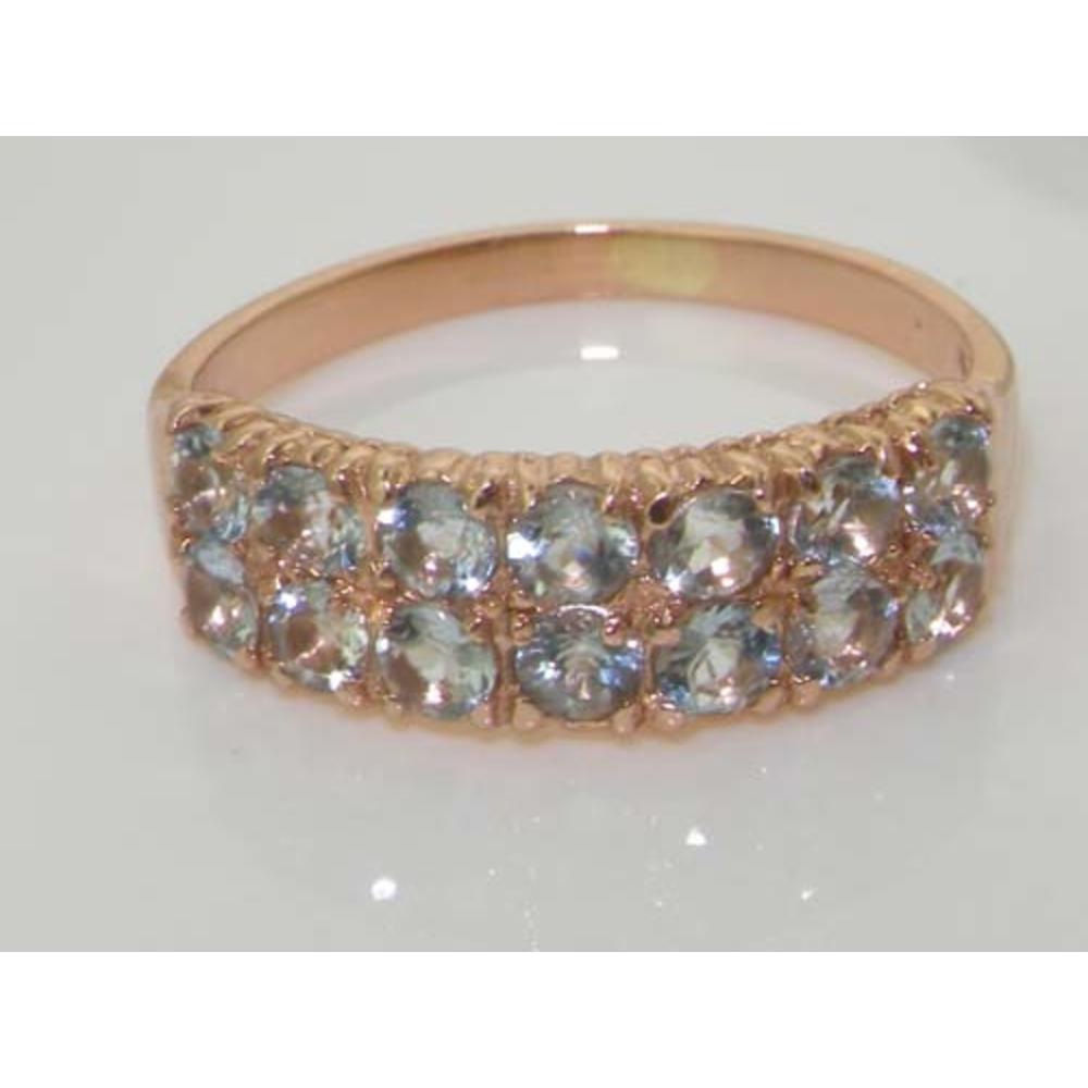 The Great British Jeweler Luxury 9K Rose Gold Womens Aquamarine Eternity Ring - Finger Sizes 4 to 12 Available