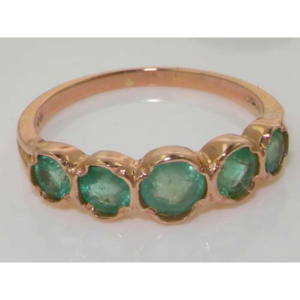 The Great British Jeweler Solid English Rose 9K Gold Womens Emerald Eternity Band Ring - Finger Sizes 5 to 12 Available